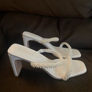 Bridal White Pearl Block Heel
